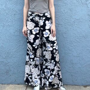 Floral Wide Leg Trouser Palazzo Pants Size Medium